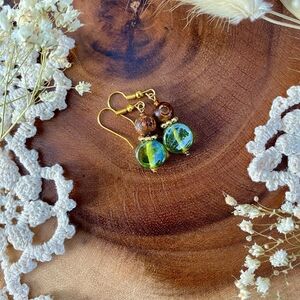 Elegant Green and Gold Earrings